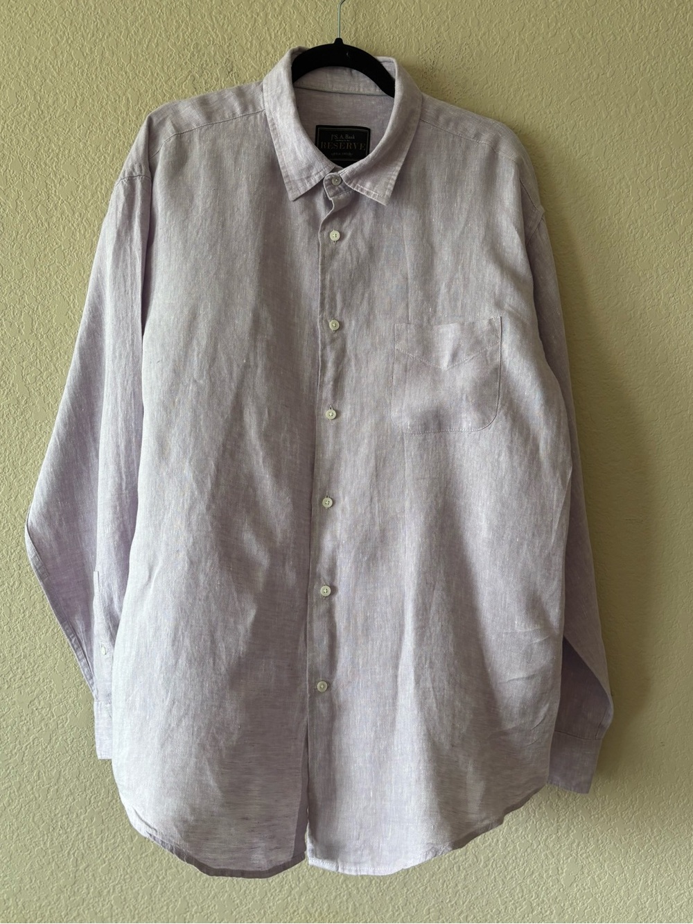 Jos A Bank Men's 100% Linen Shirt Lavender Purple XL Button Long Sleeve